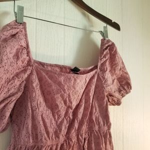 Wild Fable Pink Puff Sleeve Cropped Top